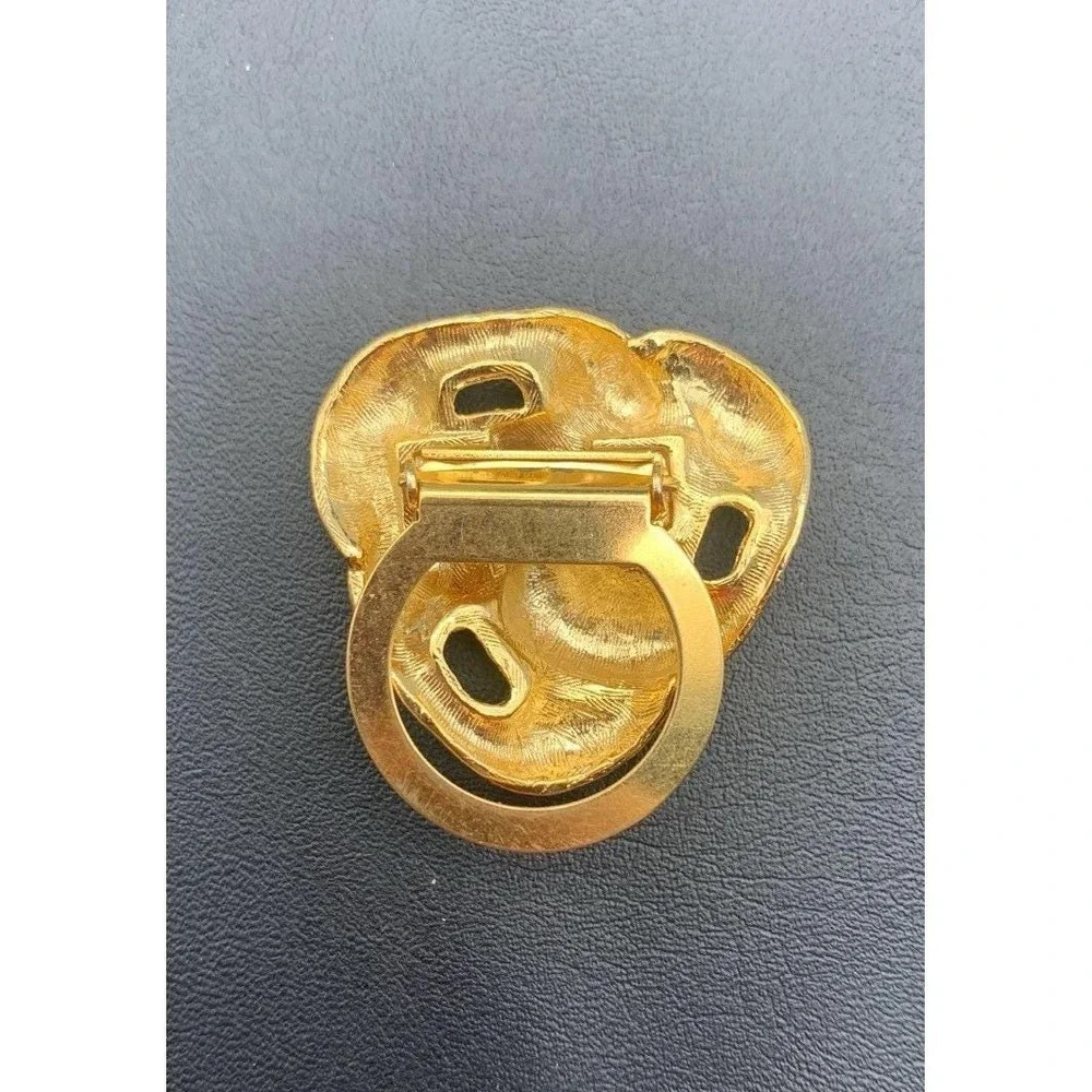 Vintage Gold Tone Puffy Knot Scarf / Dress Clip